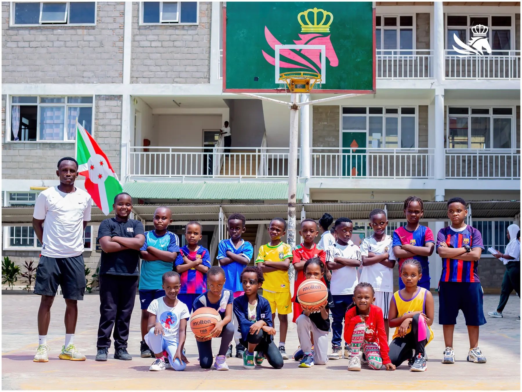 Junior basketball team at Cubahiro International School