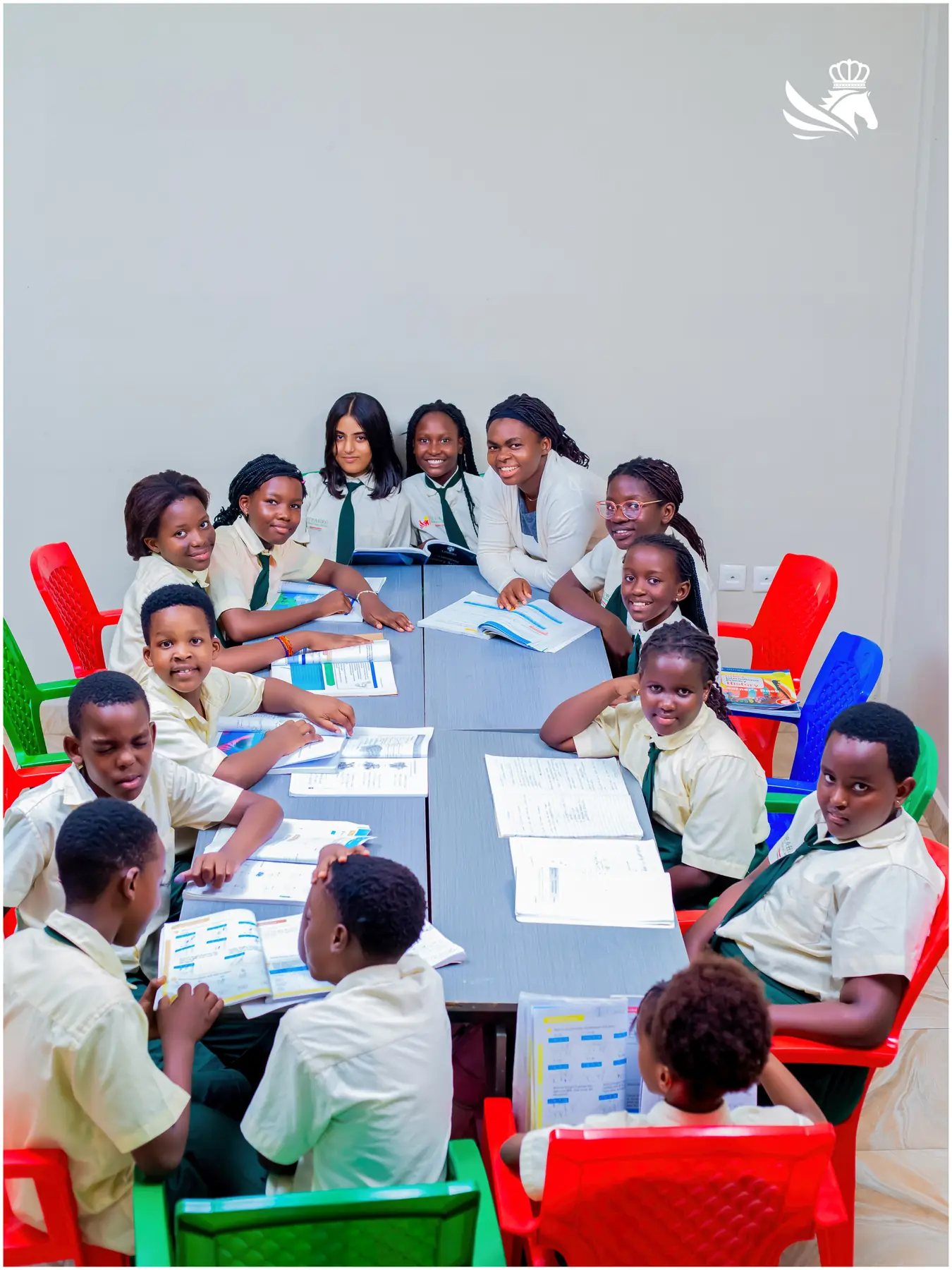 Students studying together around a table